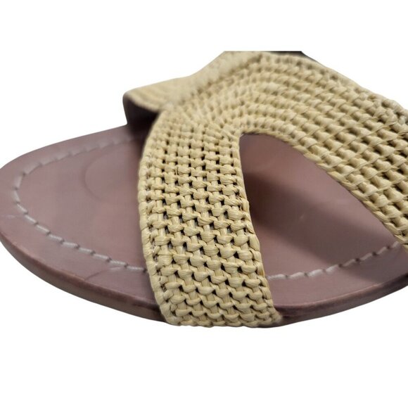 BODEN Katrina Raffia Sandals Tan Slingback Flats Resort Vacation - Picture 5 of 13